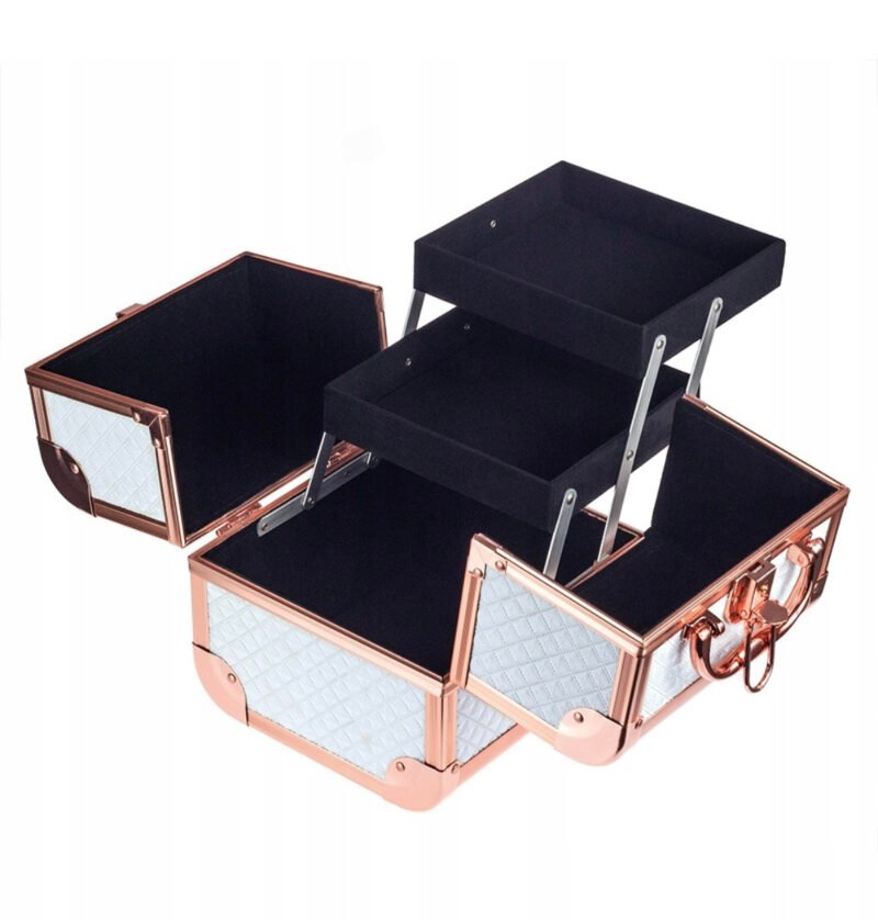 GlamRush kosmetinis lagaminas, Rose Gold+balta - Image 2