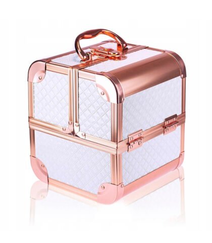 GlamRush kosmetinis lagaminas, Rose Gold+balta