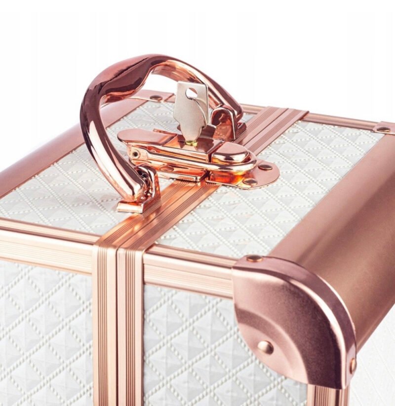 GlamRush kosmetinis lagaminas, Rose Gold+balta - Image 4