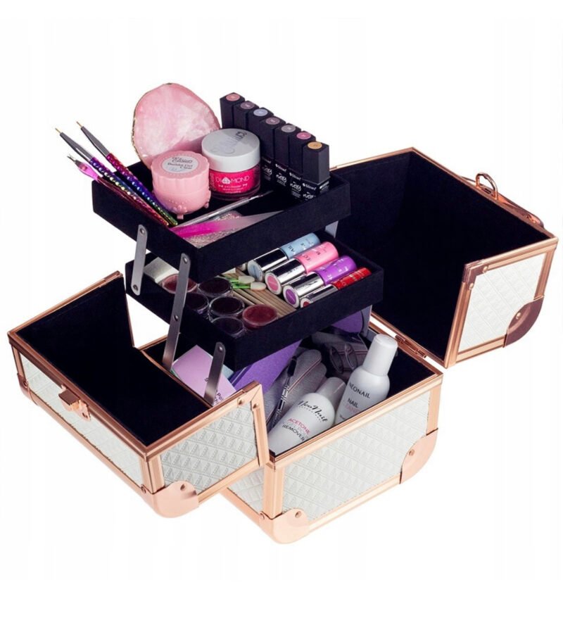 GlamRush kosmetinis lagaminas, Rose Gold+balta - Image 3