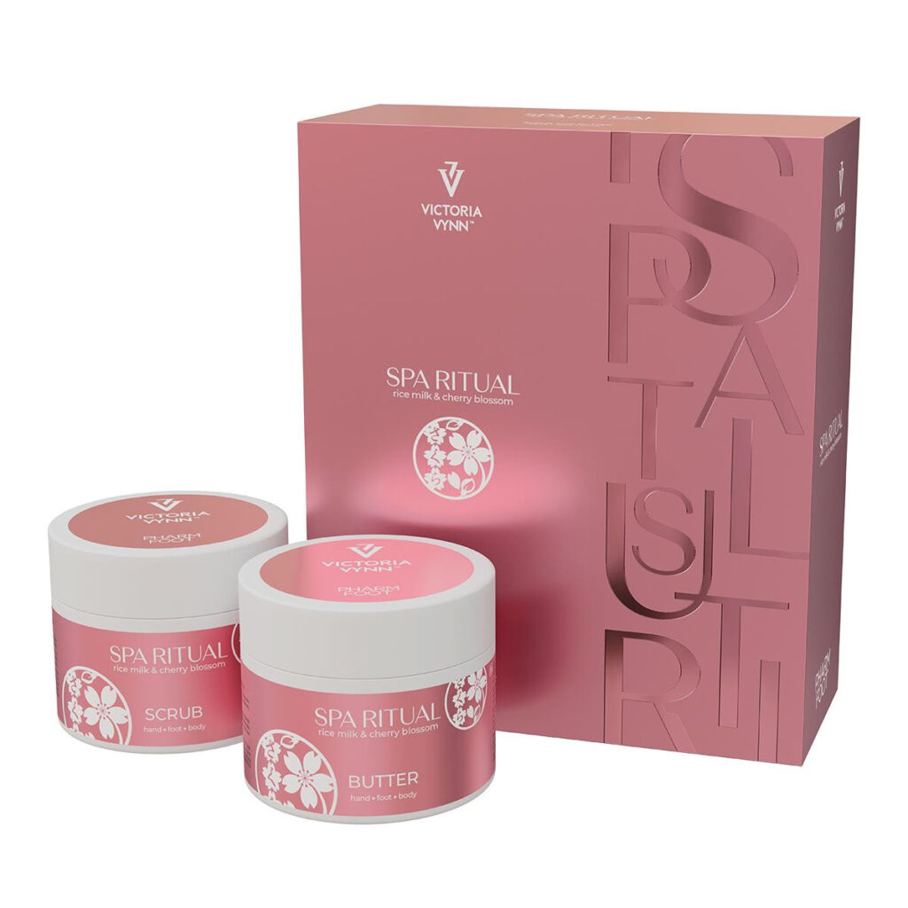 Kūno šveitiklio ir kūno sviesto rinkinys PharmFoot SPA Ritual SET rice milk & cherry blossom